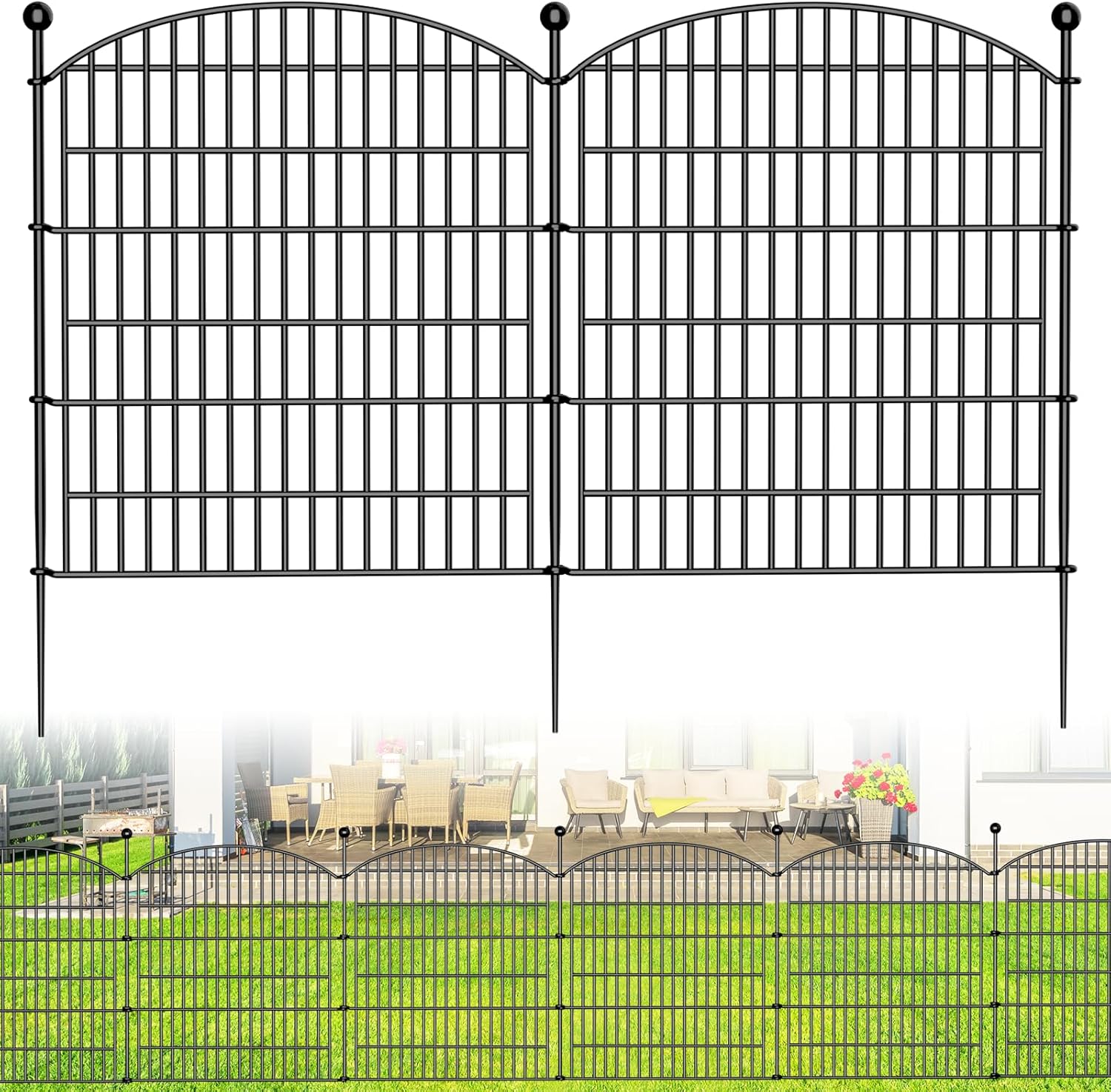 10 Panels Decorative Garden Fence - 32 in H x 236 ft L No Dig Dog Fence Outdoor for Yard Border Protection