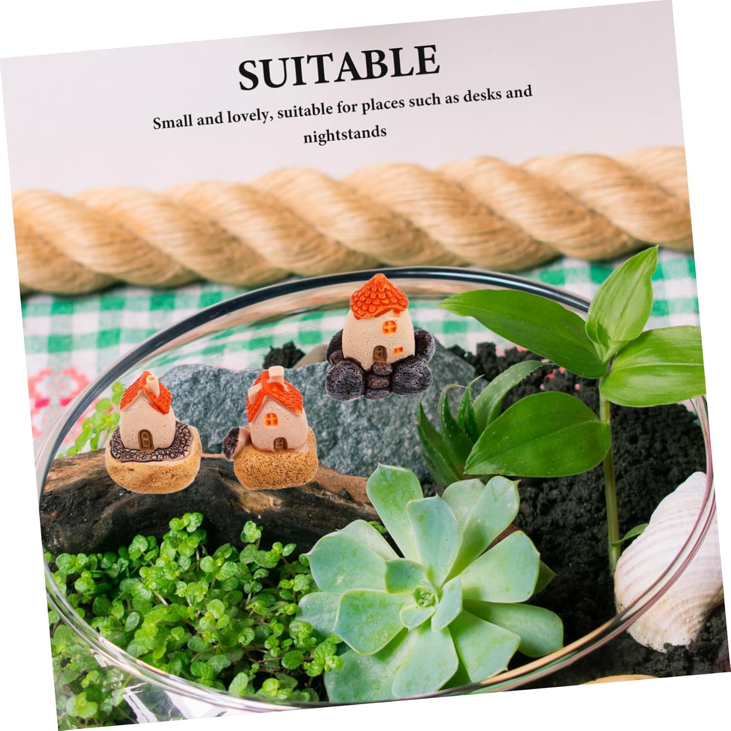 Unique Micro Village Houses 3 Pack Resin Statues for Fairy Garden Decor