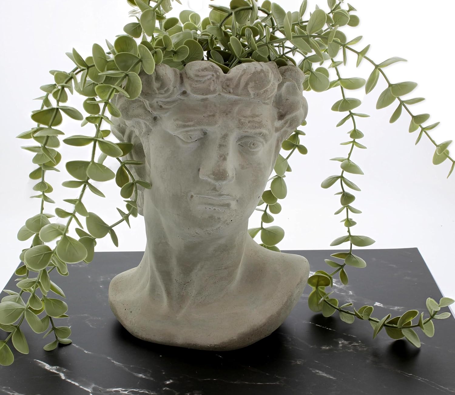 Greek Statue Head Cement Planter - 9 Inch Unique Decorative Plant Pot