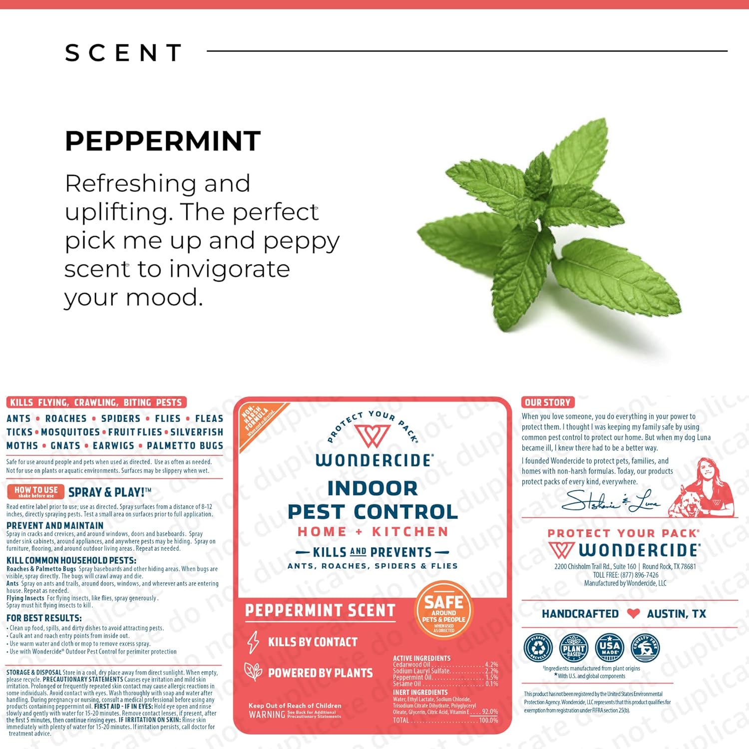 Wondercide Indoor Pest Control Spray with Natural Essential Oils - Pet and Family Safe 32 oz