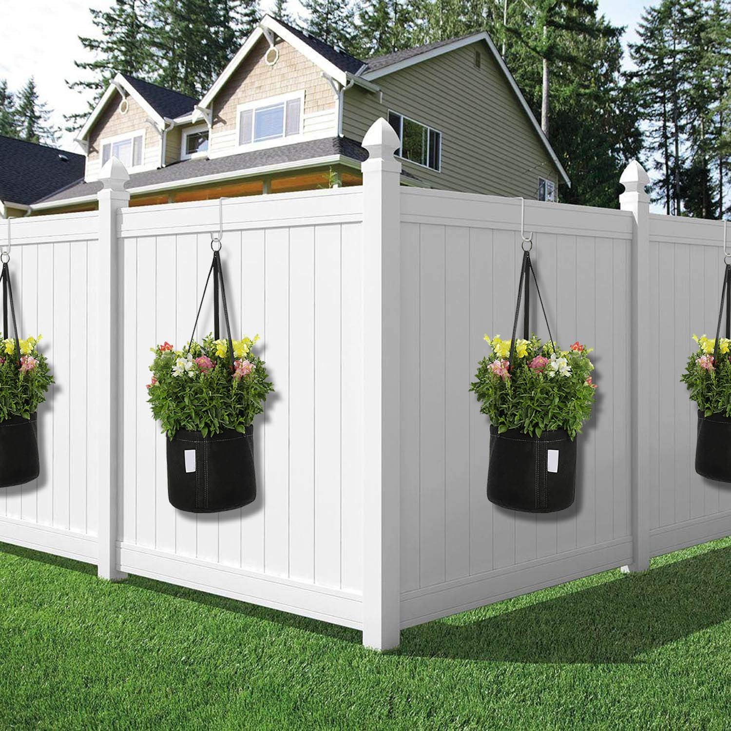 ESFUN 6 Pack 2x6 Inch Vinyl Fence Hooks for Hanging Lights Plants Bird Feeders Pool Equipment