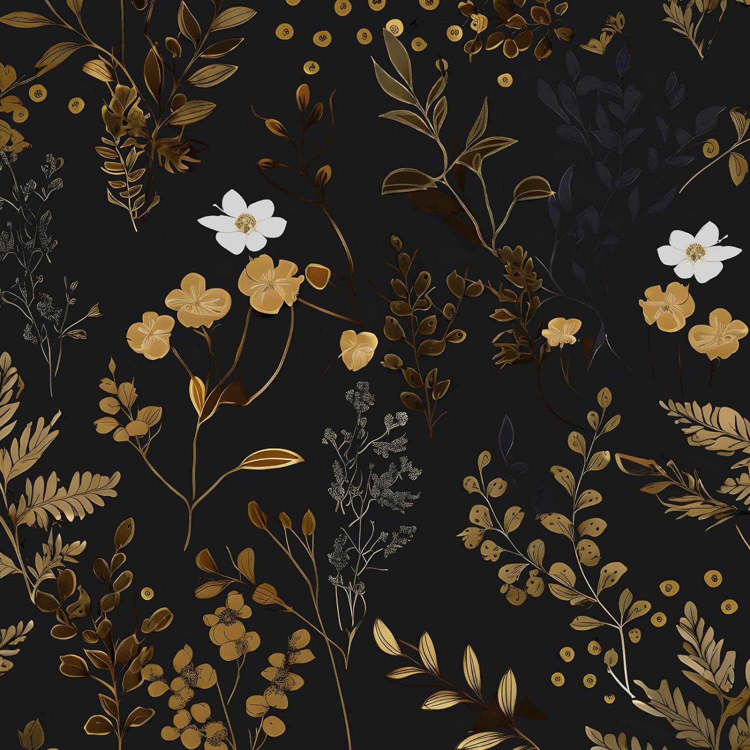 Black Floral Peel and Stick Wallpaper for Kitchen Countertop and Cabinets 175 x 393 Inches