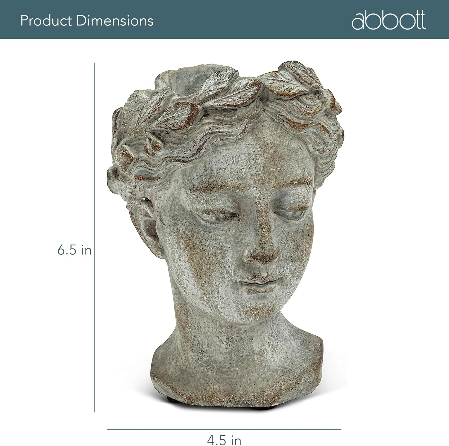 Abbott Collection Goddess Head Wall Planter - Small Cement Indoor Outdoor Planter Pot