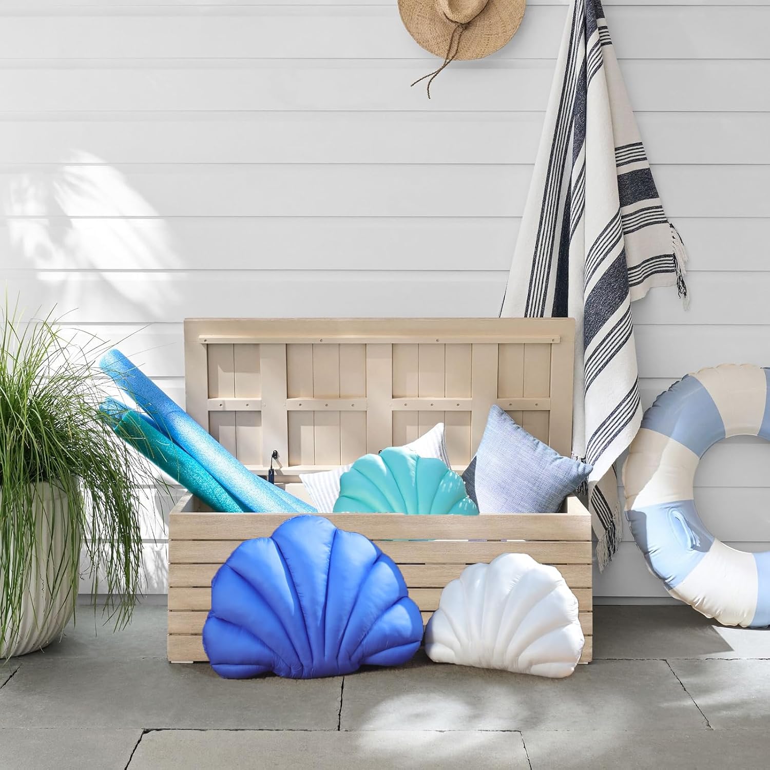 YRXRUS Turquoise Seashell Throw Pillow 13x10 Inch Waterproof Outdoor Decor