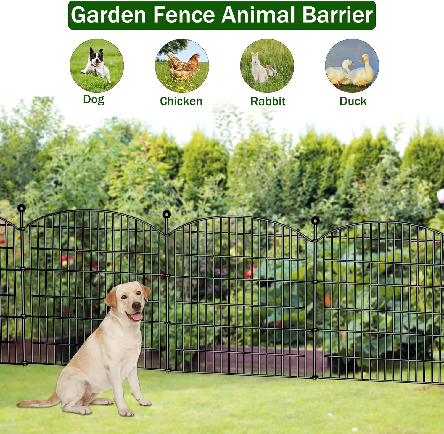 10 Panels Decorative Garden Fence - 32 in H x 236 ft L No Dig Dog Fence Outdoor for Yard Border Protection