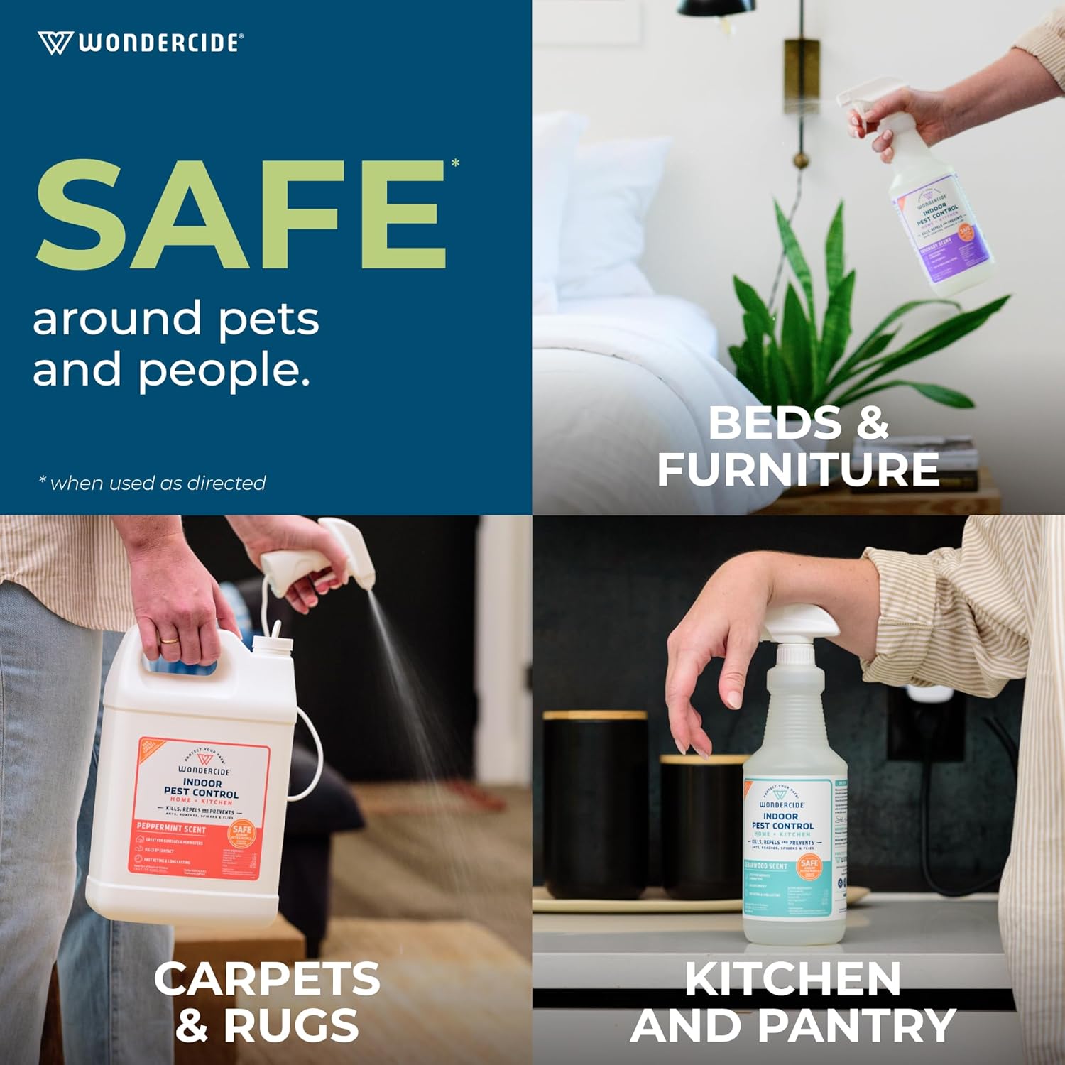 Wondercide Indoor Pest Control Spray with Natural Essential Oils - Pet and Family Safe 32 oz