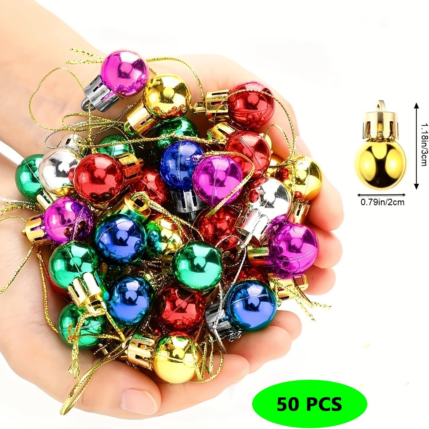 50PCS Christmas Bells 22mm Vintage Brass Decorative Hanging Ornaments for Tree Pet