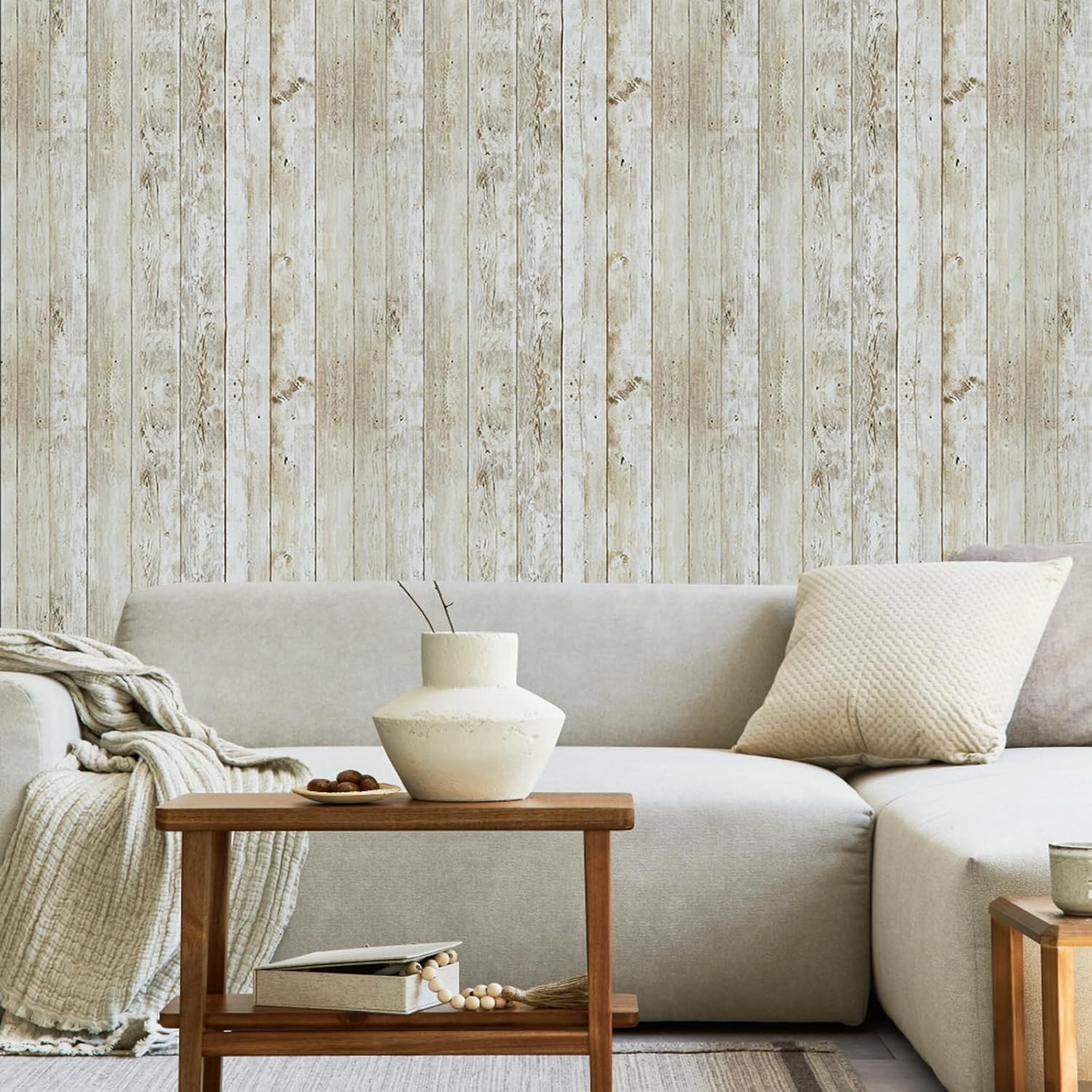 Abyssaly Contact Paper Vintage Wood Shiplap Wallpaper Peel and Stick Decorative Furniture 1771 X 393