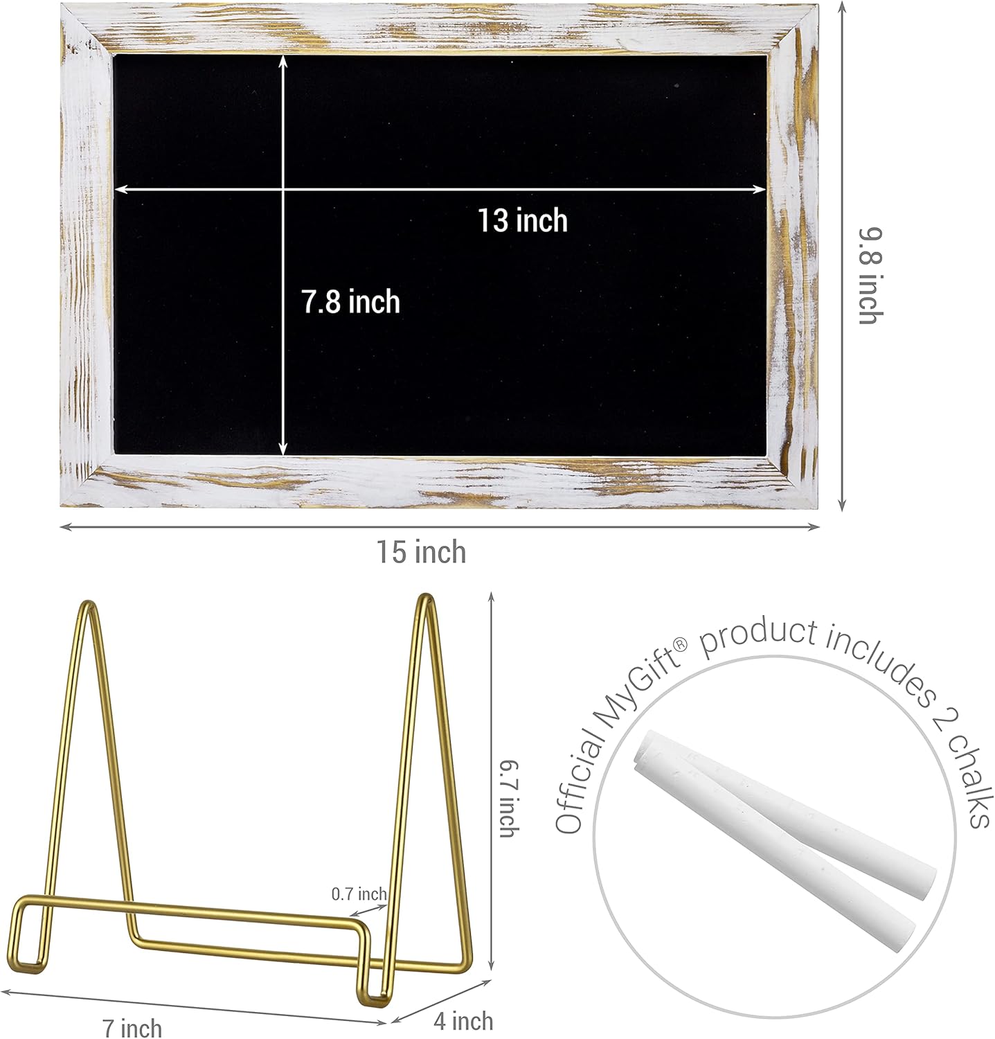 MyGift 10x14 Inch Chalkboard Menu Sign with Vintage Brass Easel Stand