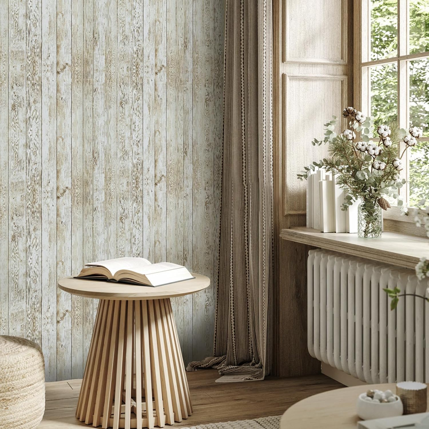 Abyssaly Contact Paper Vintage Wood Shiplap Wallpaper Peel and Stick Decorative Furniture 1771 X 393