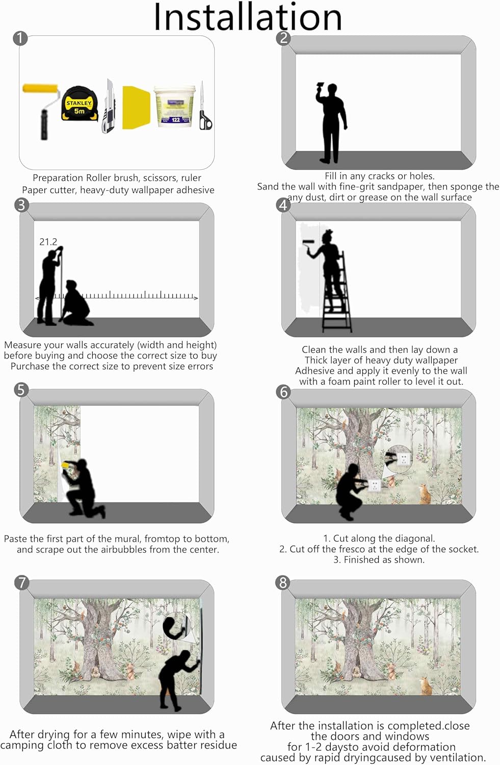 Watercolor Forest Animals Wallpaper for Kids Bedroom