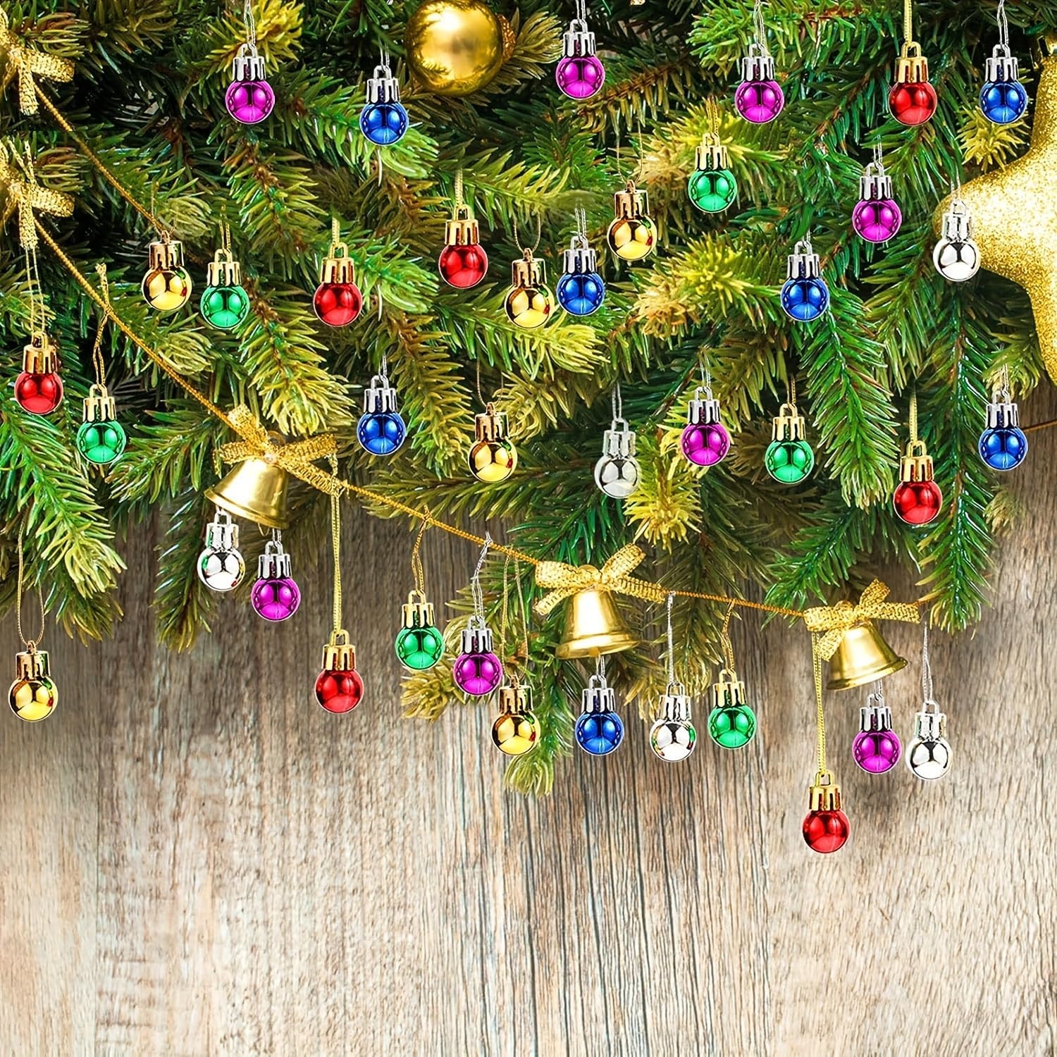 50PCS Christmas Bells 22mm Vintage Brass Decorative Hanging Ornaments for Tree Pet