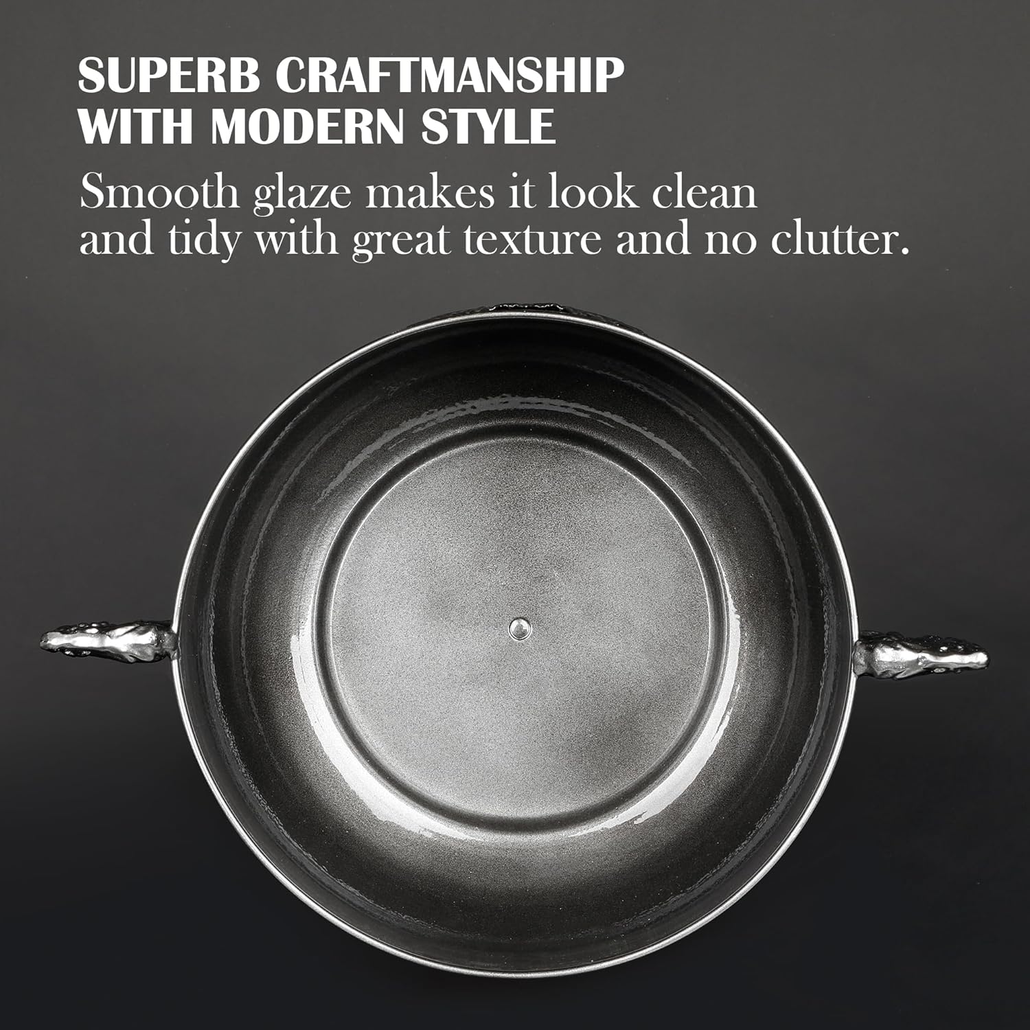 Worth 225 Inch Tall Floor Urn Vase - Glossy Black Metal Planter Bowl for Home Decor and Party Events