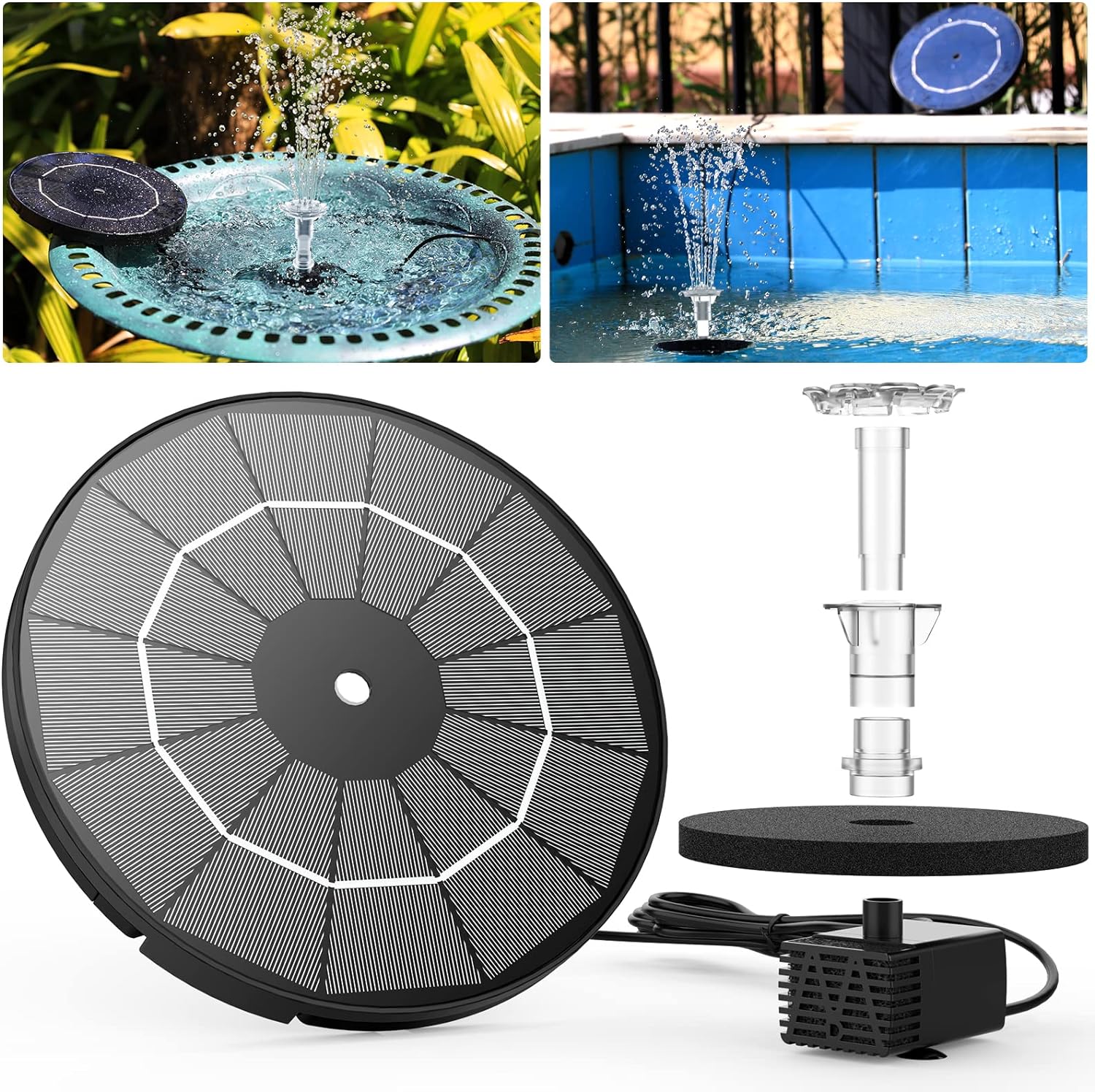 AISITIN 35W Solar Fountain Pump for Outdoor Garden and Pond Decor