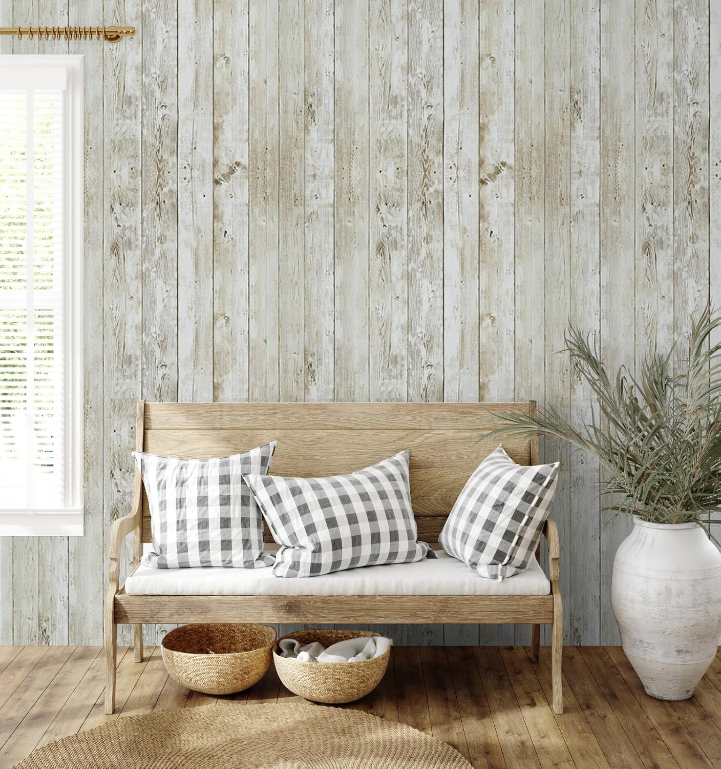 Abyssaly Contact Paper Vintage Wood Shiplap Wallpaper Peel and Stick Decorative Furniture 1771 X 393