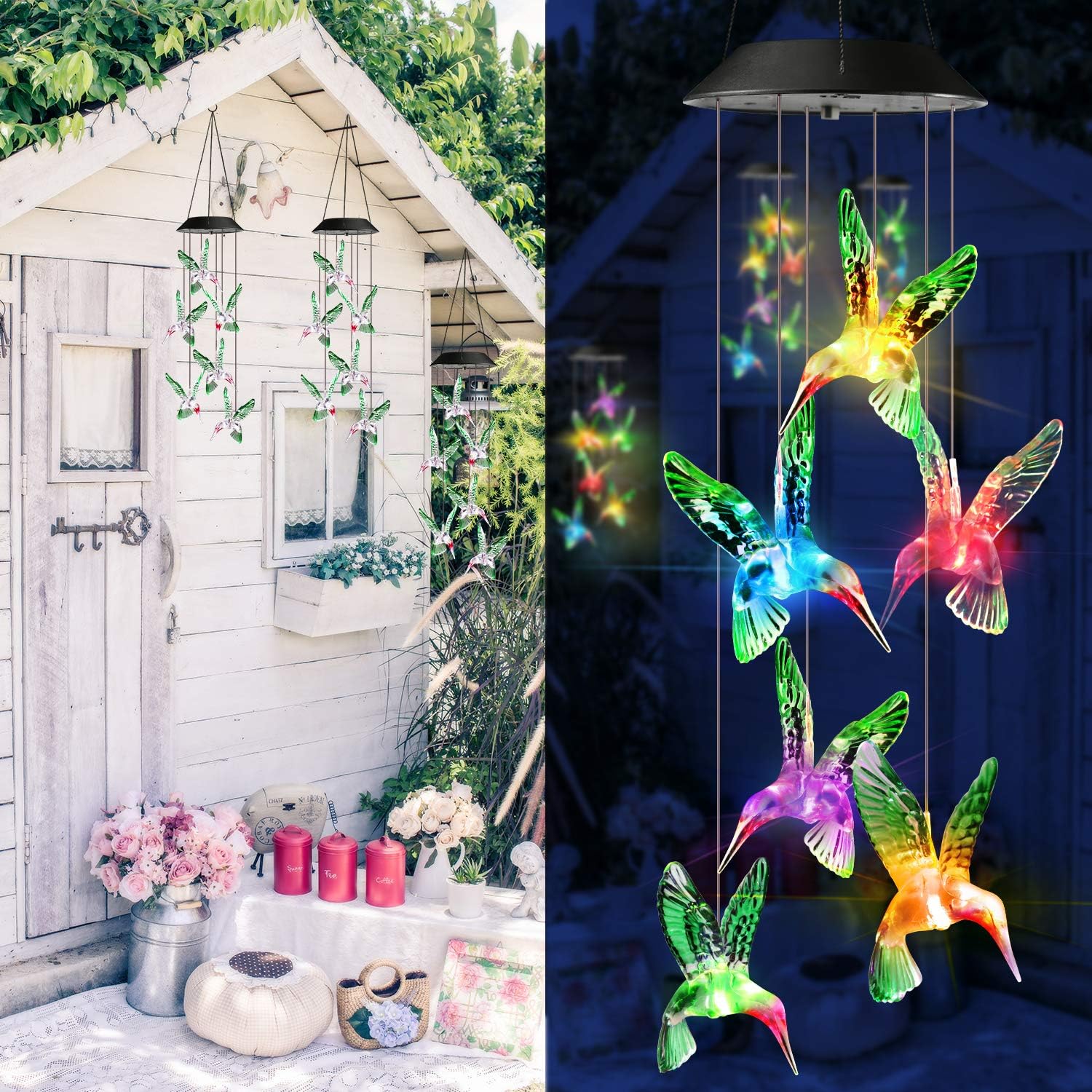 Toodour Solar Wind Chime with Color Changing LED Lights