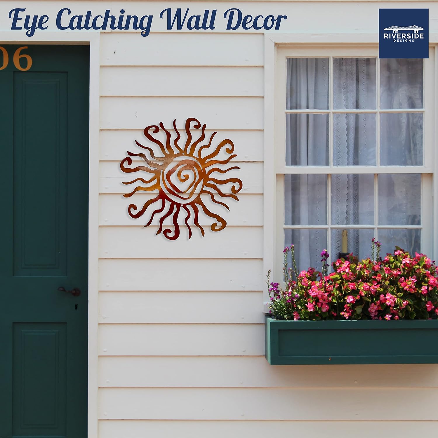 Wacky Sun Metal Wall Art Indoor Outdoor Decor - 12 Inch Copper Rust Proof Wall Sculpture Made in USA