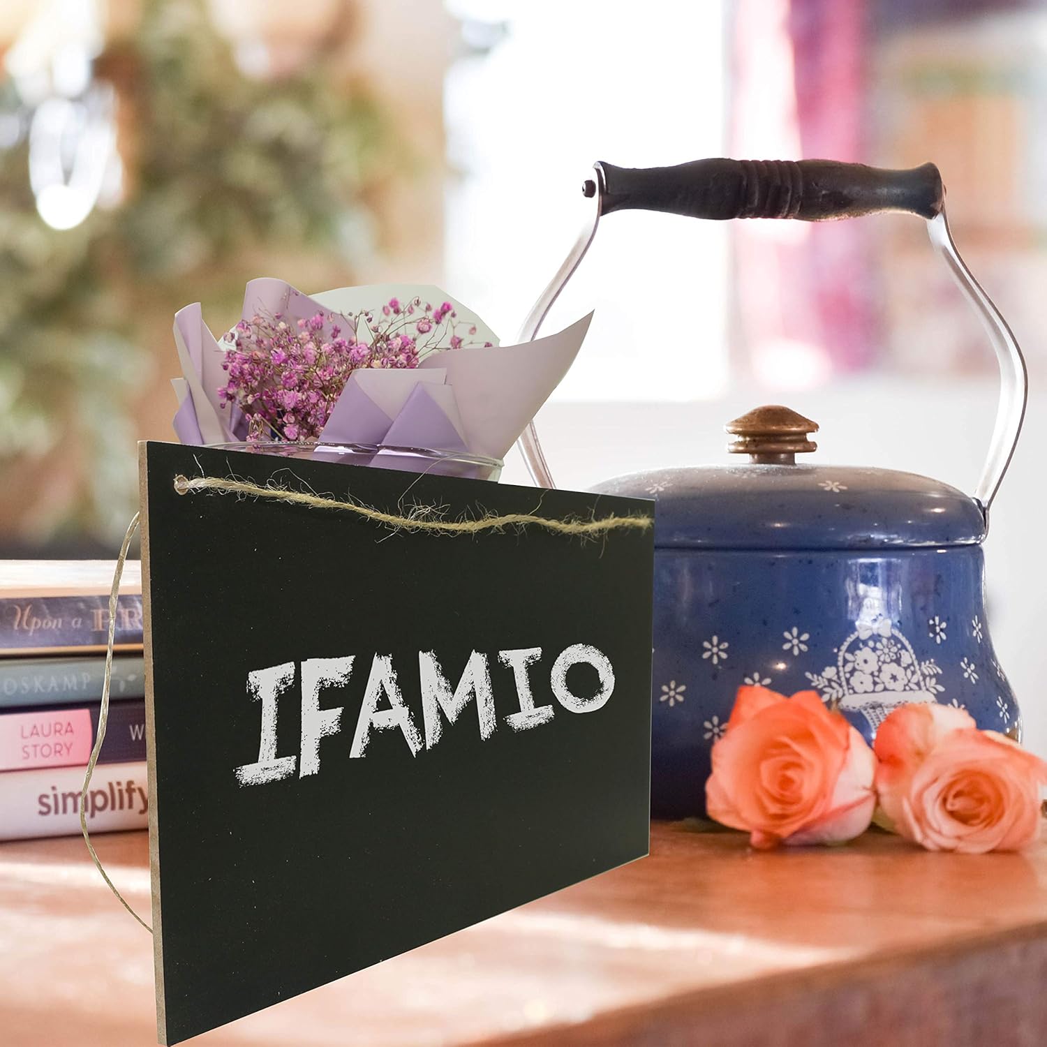 IFAMIO Chalkboard Sign 2 Pack Vintage Rustic Blackboard for Home Office Wall Decor