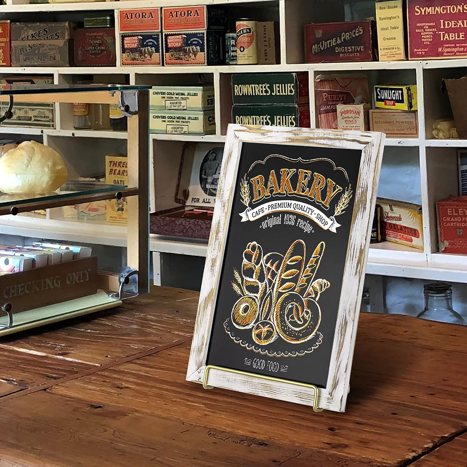 MyGift 10x14 Inch Chalkboard Menu Sign with Vintage Brass Easel Stand