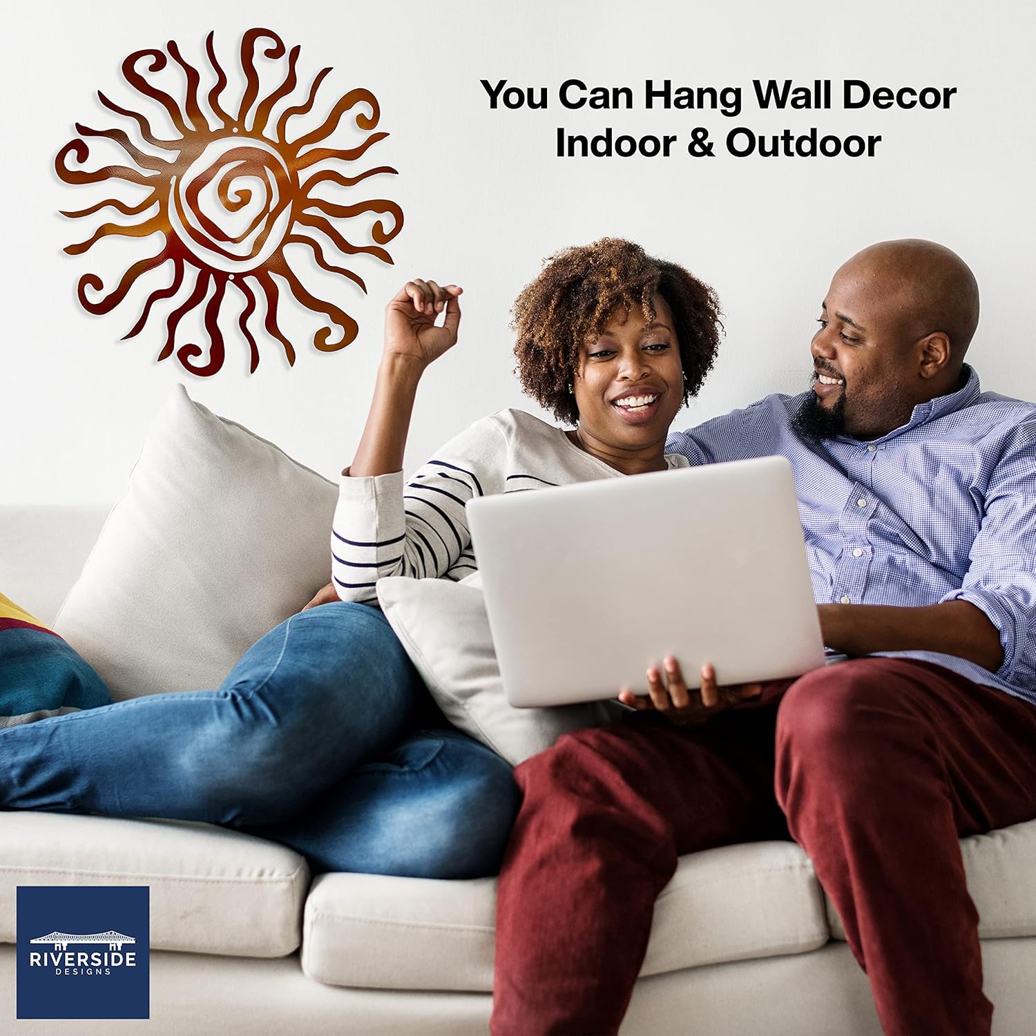 Wacky Sun Metal Wall Art Indoor Outdoor Decor - 12 Inch Copper Rust Proof Wall Sculpture Made in USA