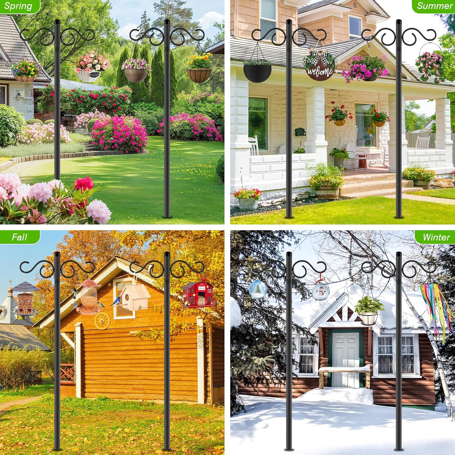 RCUICA Double Shepherds Hooks 90 Inch 2 Pack Outdoor Garden Decor