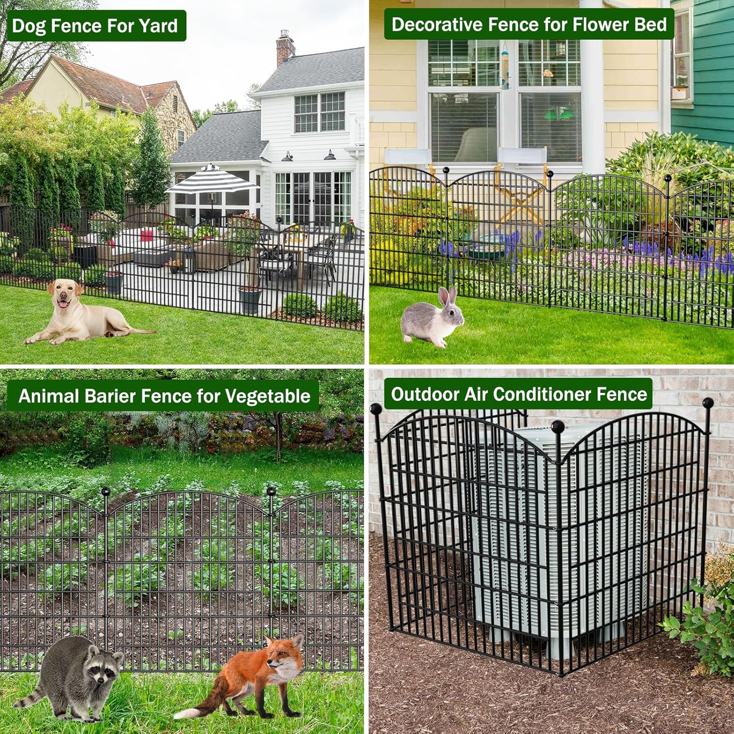 10 Panels Decorative Garden Fence - 32 in H x 236 ft L No Dig Dog Fence Outdoor for Yard Border Protection