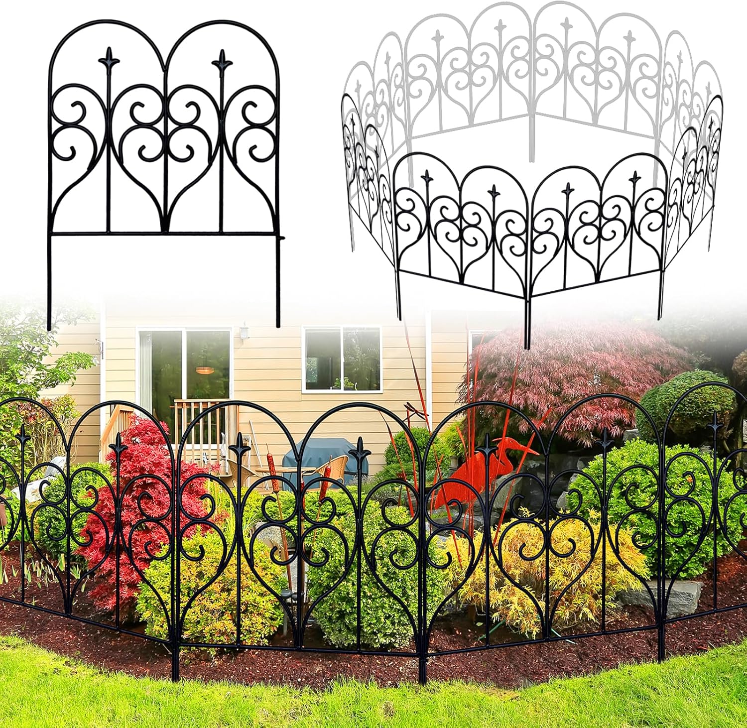 Thealyn Decorative Garden Fence 32 in x 10 ft Outdoor Rustproof Metal Barrier