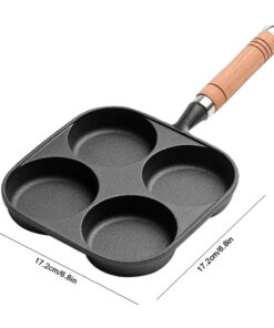 4-Hole Egg Frying Pan Wooden Handle Non Stick Frying Pot